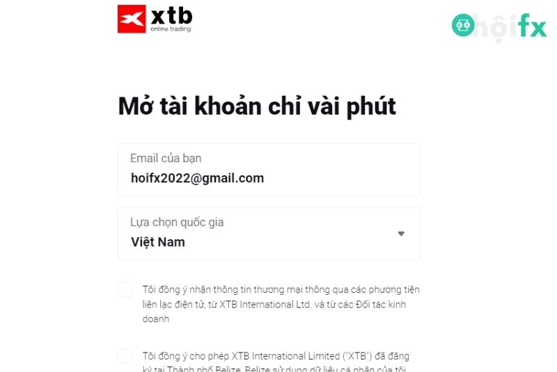 Mở tài khoản sàn XTB