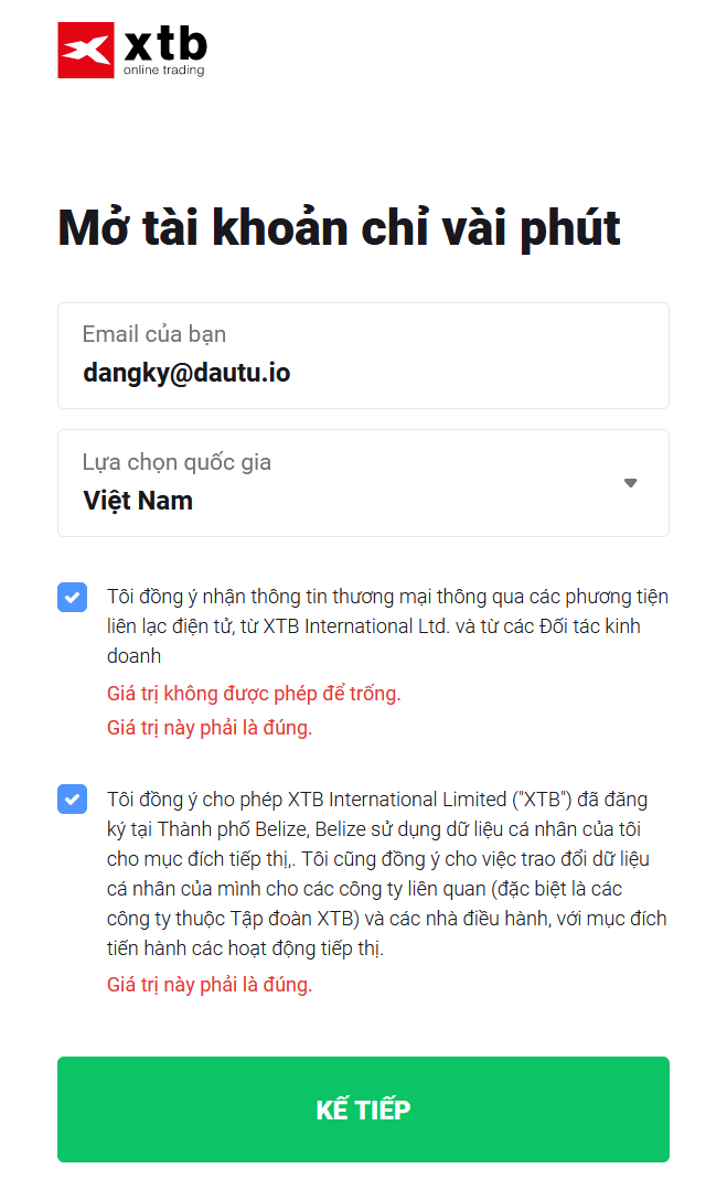 Hướng dẫn mở tài khoản XTB