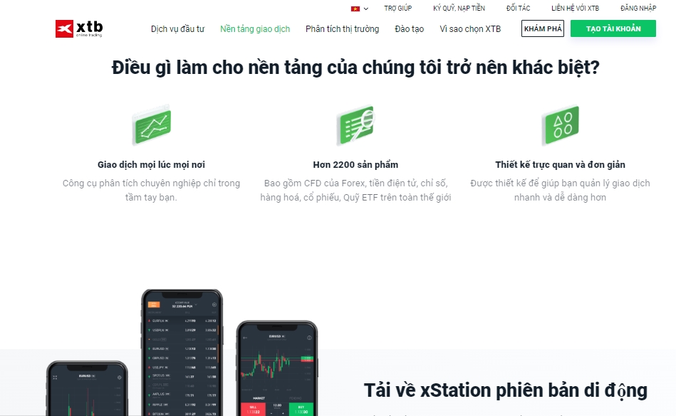Nền tảng giao dịch của XTB hiện đại, đẳng cấp vượt trội