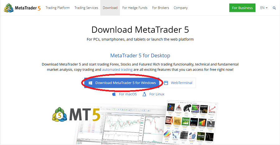 Các bước hướng dẫn cách tải Metatrader 5 trên máy tính xách tay