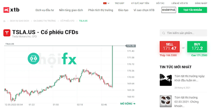 XTB là địa chỉ uy tín để đầu tư cổ phiếu TSLA CFD